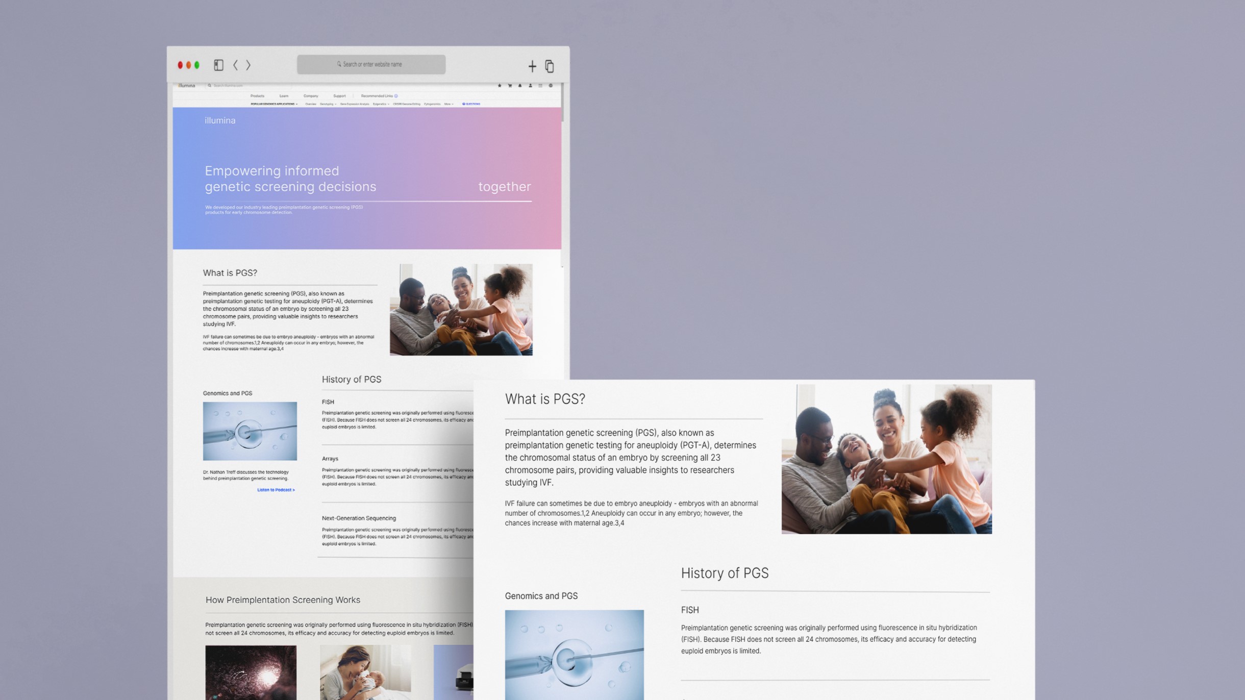 Illumina PGS Webpage Redesign